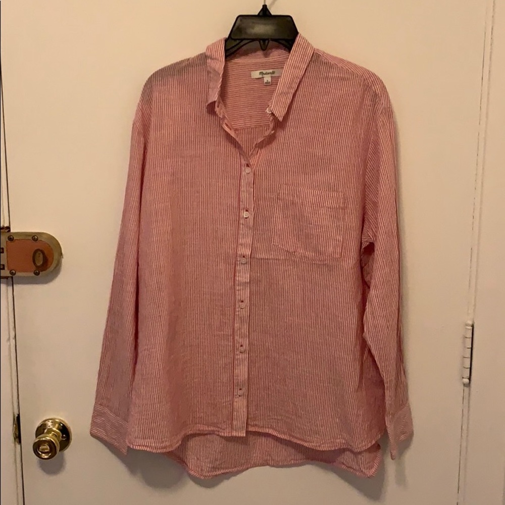 Madewell Red Striped Button Down